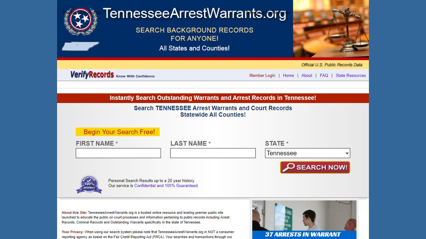 Tennessee Warrants | TennesseeArrestWarrants.org